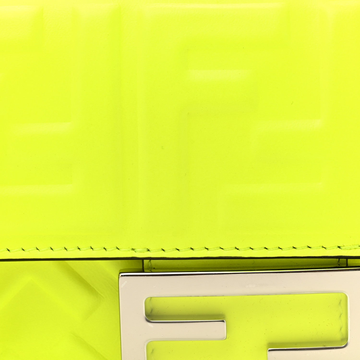 Fendi Nappa FF 1974 Embossed Mini Baguette Neon Yellow 8 of 10