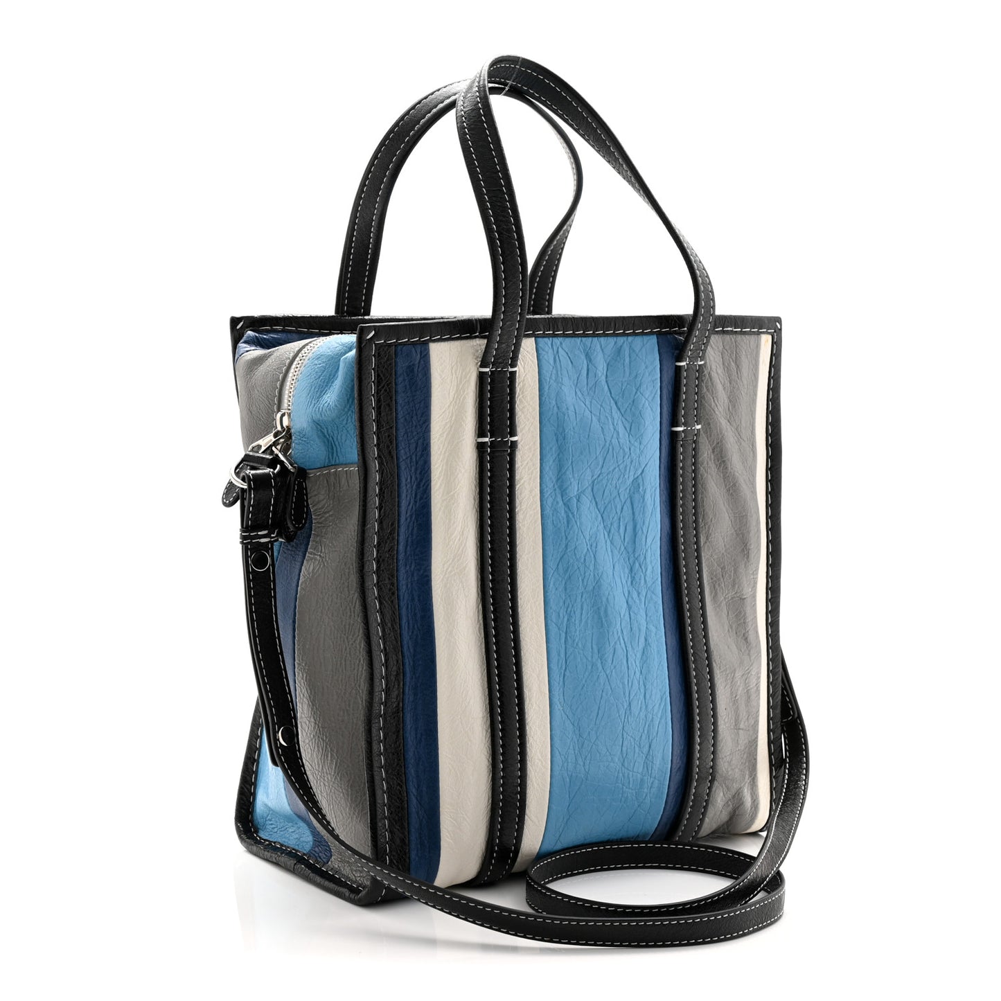 Veau Arena Multicolore S Bazar Shopper Tote Bleu Gris White Black