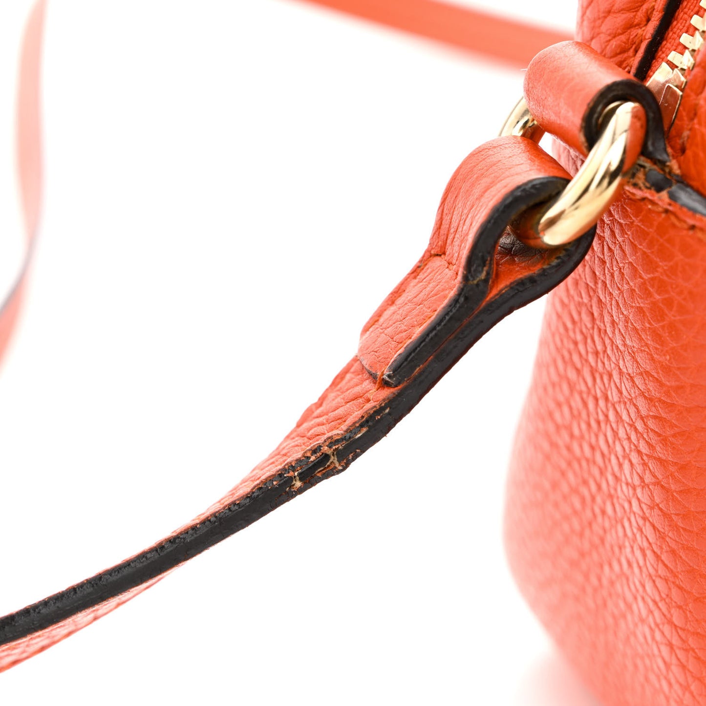 Pebbled Calfskin Small Soho Disco Bag Sun Orange