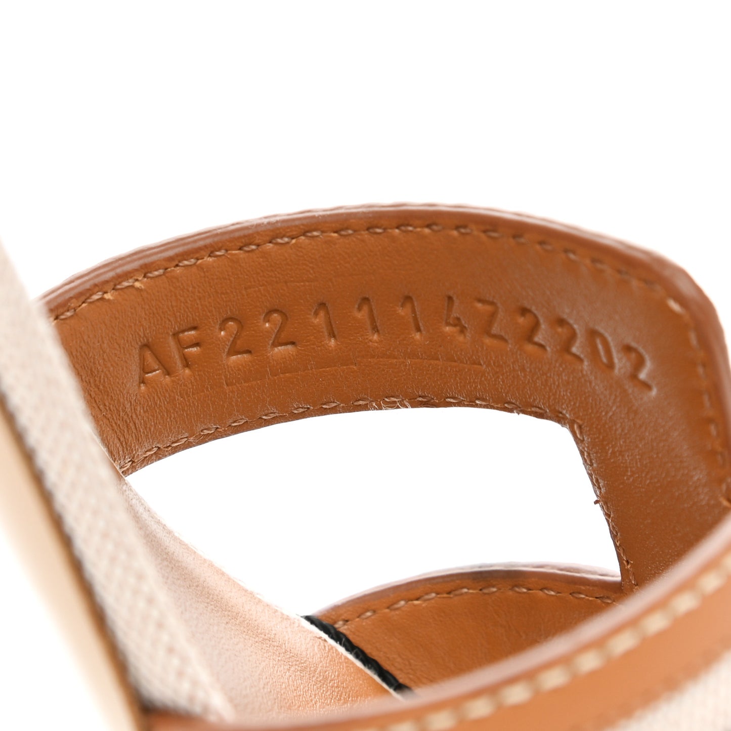 Calfskin Canvas Oasis Sandals 35 Noisette Beige Dore