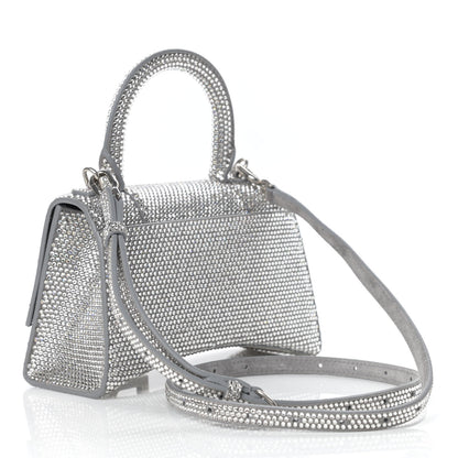 Balenciaga Strass Suede Hourglass Top Handle Bag XS Smoke Grey Crystal 3 of 14