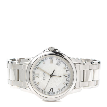 Fendi Stainless Steel Diamond 38mm Round Momento Quartz Watch 2 of 6