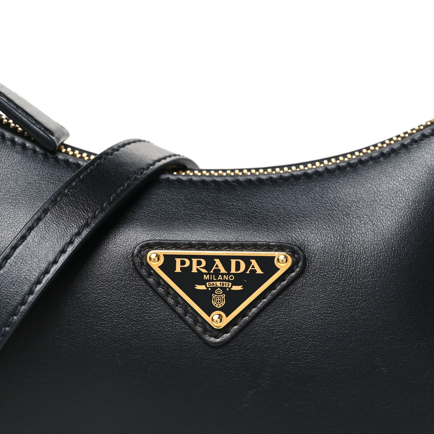 Prada Soft Calfskin Arque Shoulder Bag Black 7 of 9