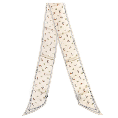 Gucci Silk Twill GG Horseshoe Print Twill Scarf Ivory 3 of 5