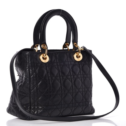 Christian Dior Lambskin Cannage Medium Lady Dior Black 3 of 12