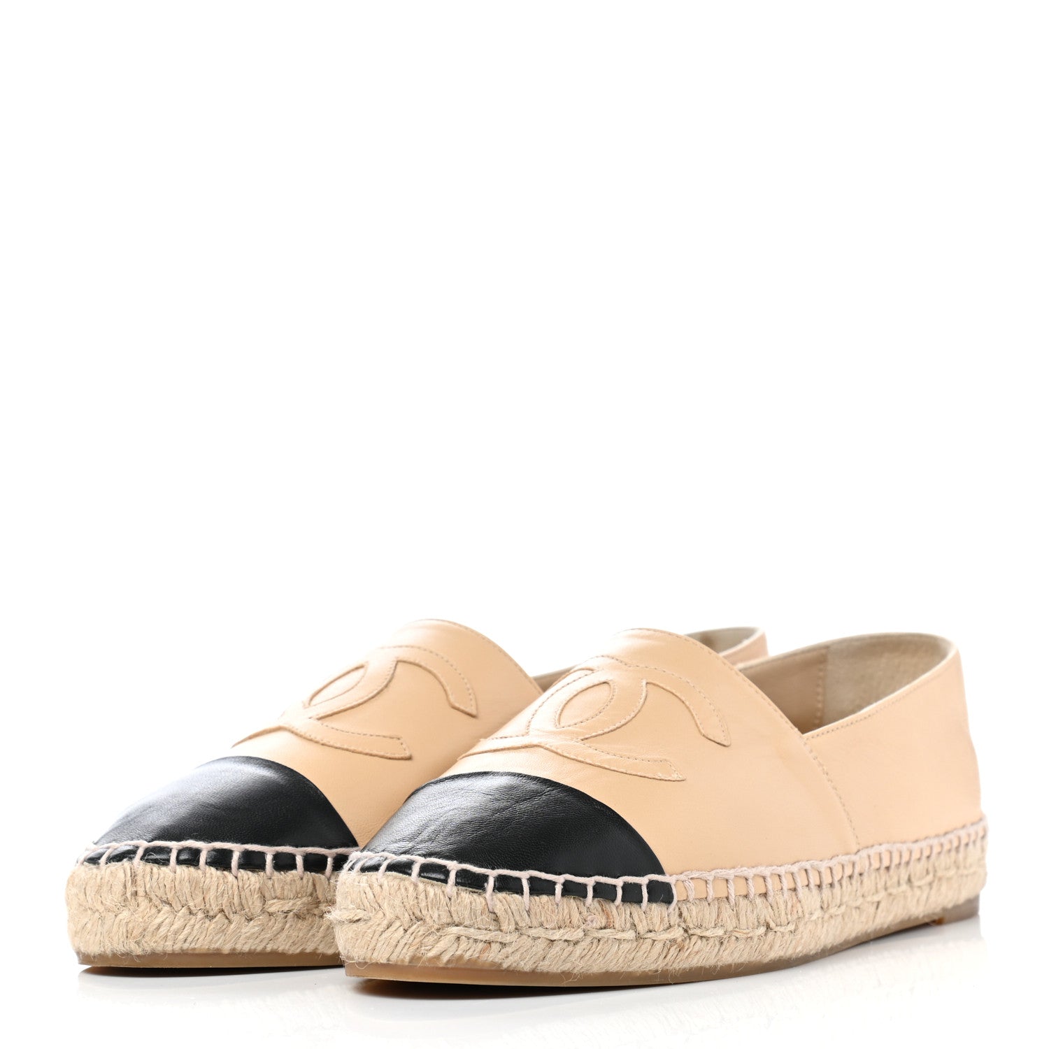 Chanel Lambskin CC Espadrilles 39 Beige Black 3 of 12