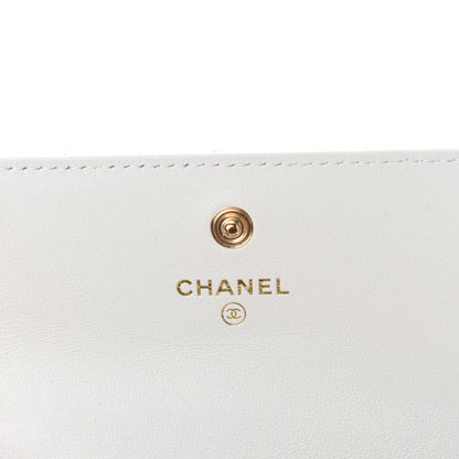 Chanel Calfskin Quilted About Pearls Card Holder Flap With Chain White 9 of 12