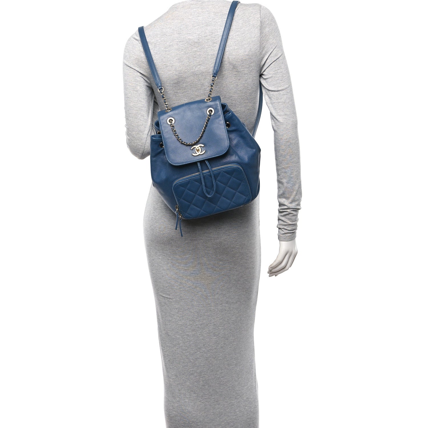 Chanel Caviar Quilted Business Affinity Backpack Blue 2 of 11