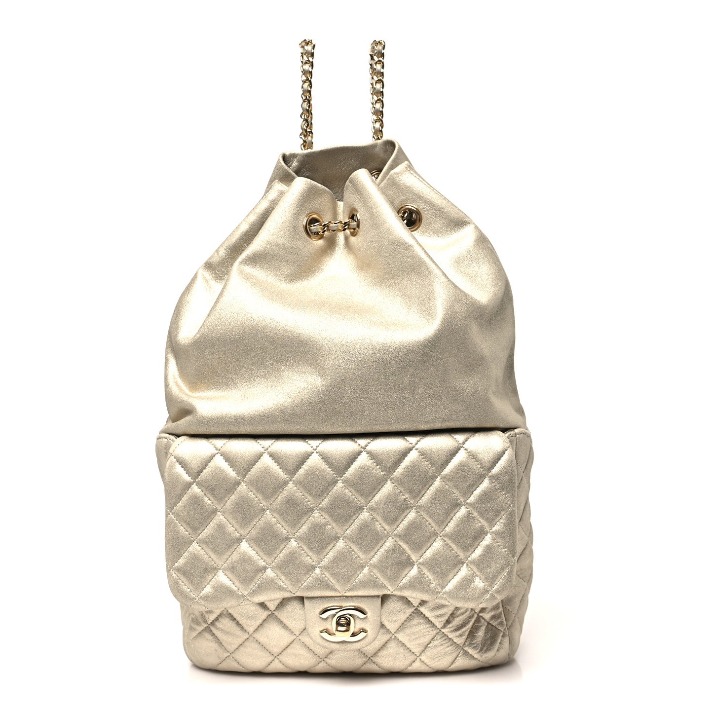 Metallic Lambskin Quilted Small In Seoul Backpack Light Gold