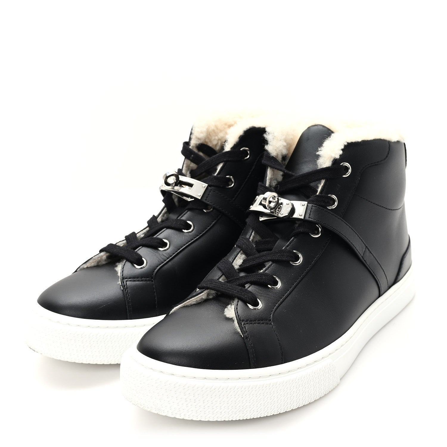 Hermes Calfskin Woolskin Daydream Sneakers 39 Black Ecru 4 of 8