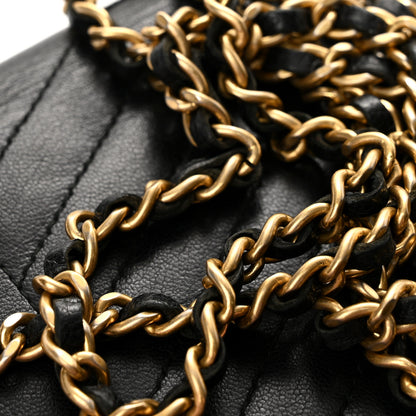 Chanel Lambskin Chevron Quilted Wallet On Chain WOC Black 13 of 13