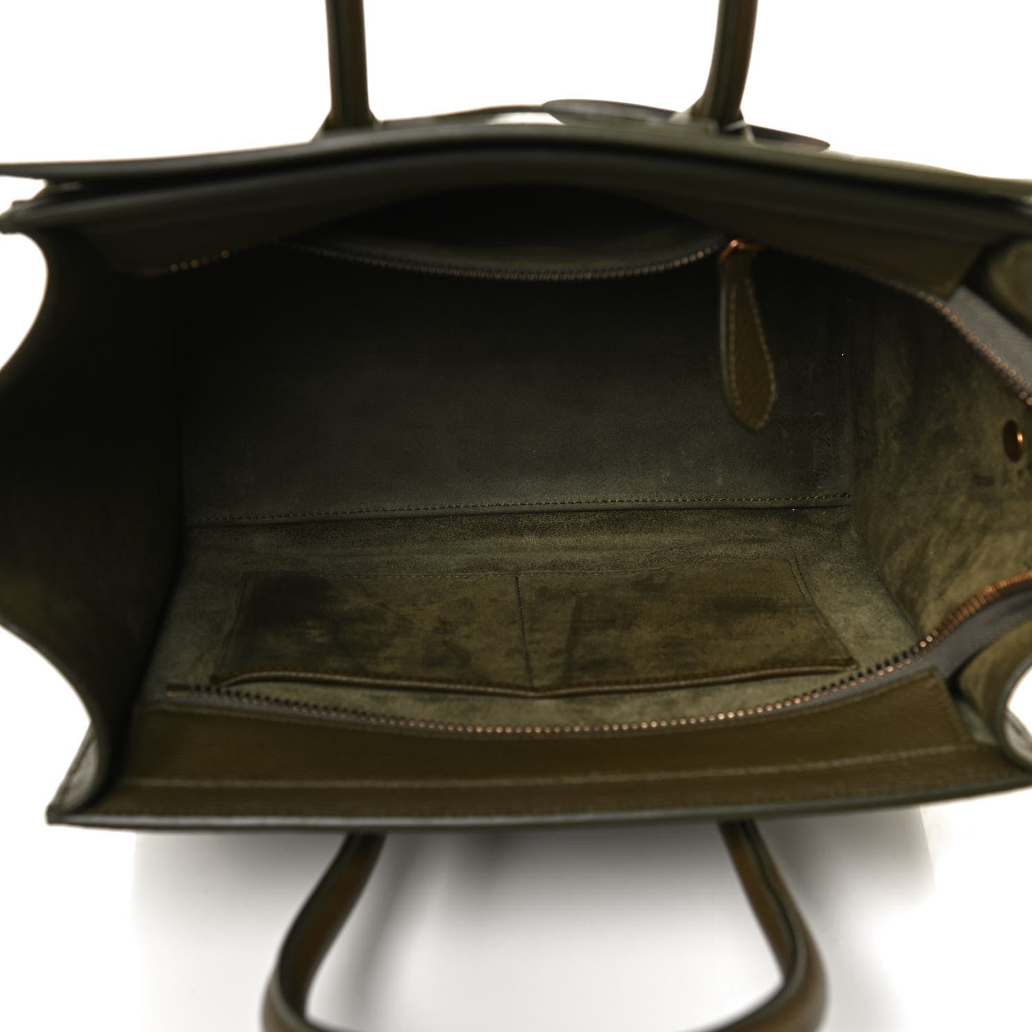 Celine Drummed Calfskin Micro Luggage Dark Olive 5 of 12