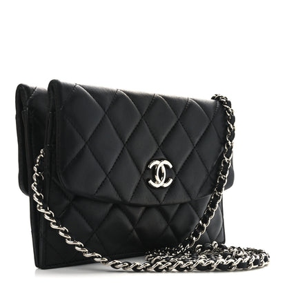 Chanel Lambskin Quilted Double Sided Wallet On Chain WOC Black 3 of 11