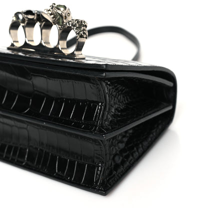 Alexander McQueen Crocodile Embossed Calfskin Knuckle Crossbody Black 9 of 10