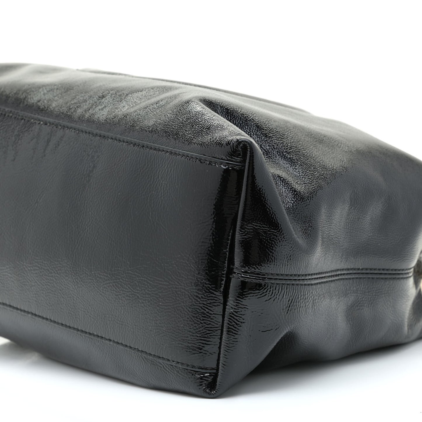 Patent Medium Soho Chain Shoulder Bag Black