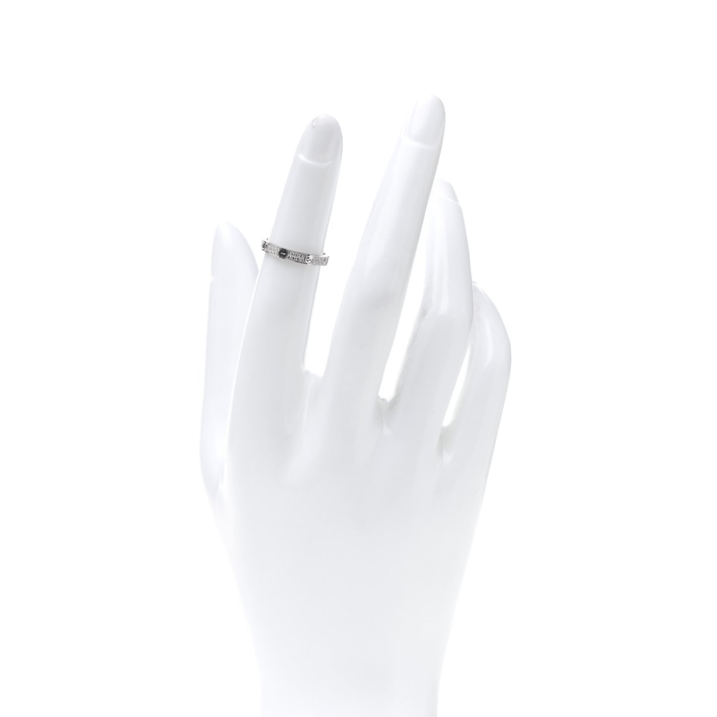 18K White Gold Diamond 2.6mm LOVE Paved Band Ring 47 4