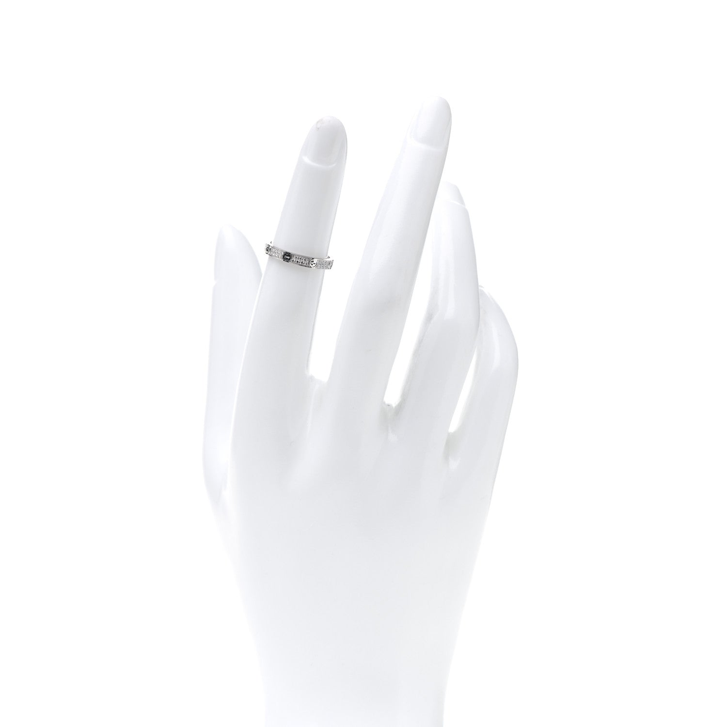 Cartier 18K White Gold Diamond 2.6mm LOVE Paved Band Ring 47 4 2 of 6