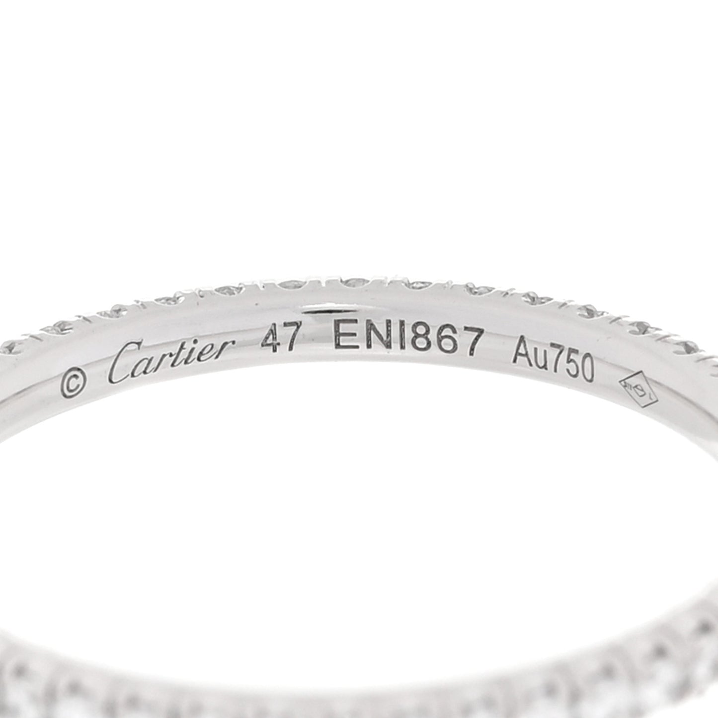 18K White Gold Diamond 1.5mm Etincelle de Cartier Wedding Band Ring 47 4