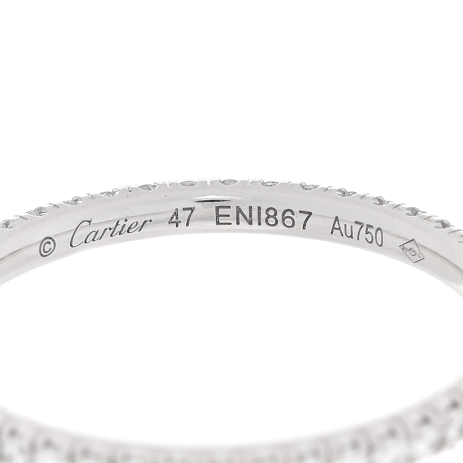 Cartier 18K White Gold Diamond 1.5mm Etincelle de Cartier Wedding Band Ring 47 4 4 of 5
