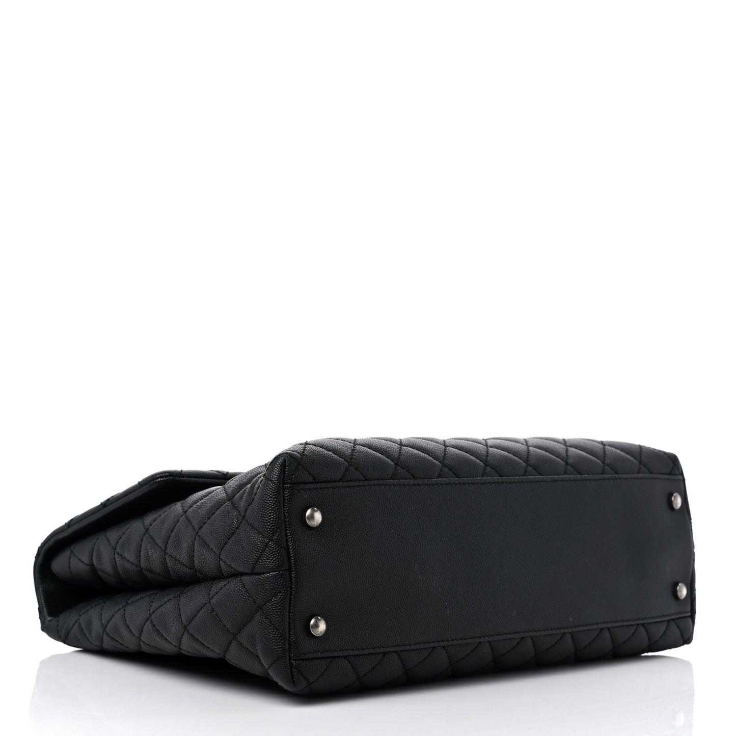 Caviar Lizard Quilted Large Coco Handle Flap Black