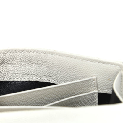 Saint Laurent Grain De Poudre Matelasse Chevron Small Monogram Envelope Wallet Crema Soft 7 of 9