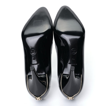 Chanel Patent Cap Toe CC Pumps 40 Black 5 of 7