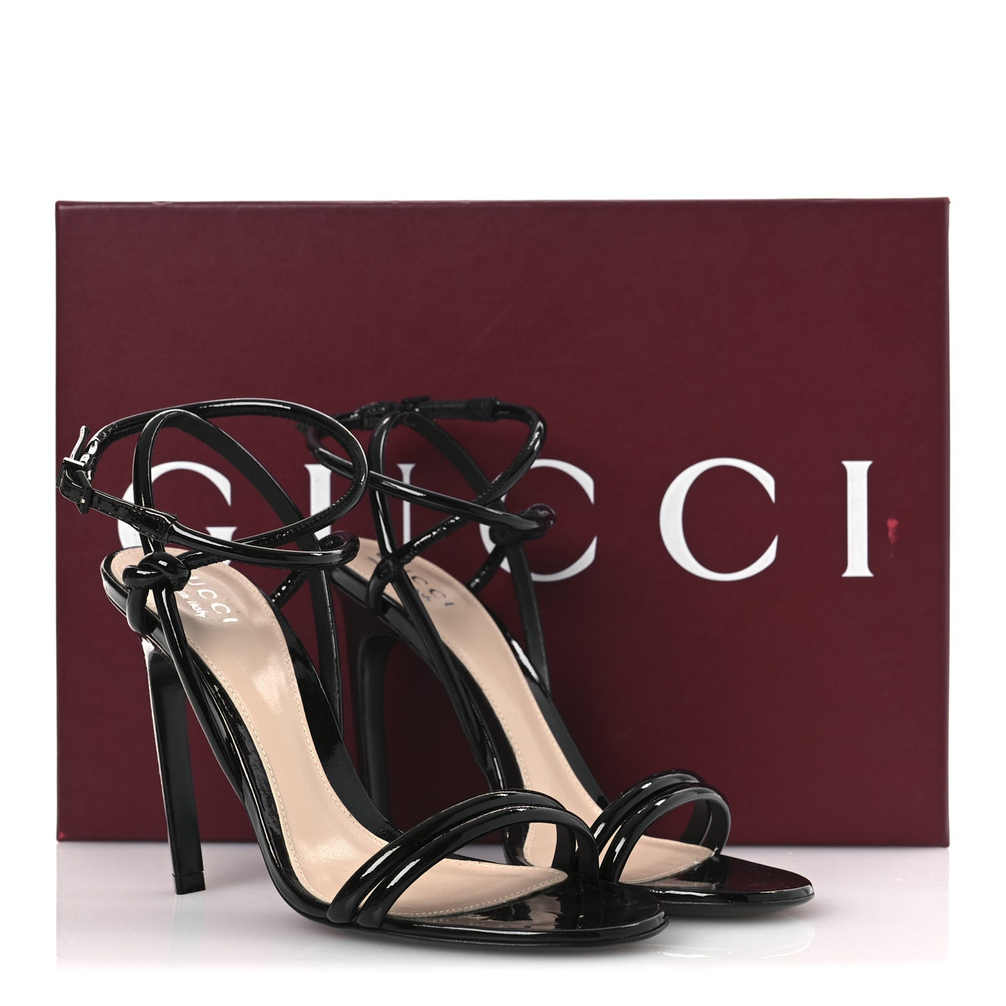 Patent Lambskin Walma 105 Sandals 36.5 Black