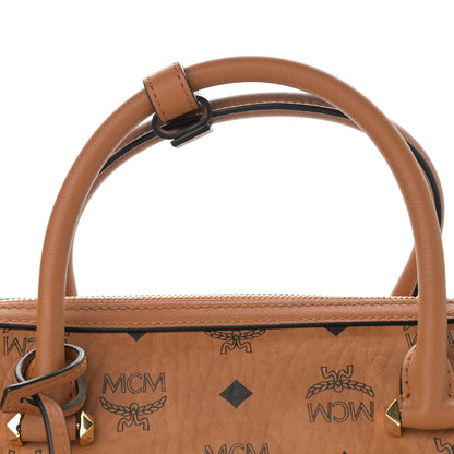 MCM Visetos Medium Boston Bag Cognac 10 of 11