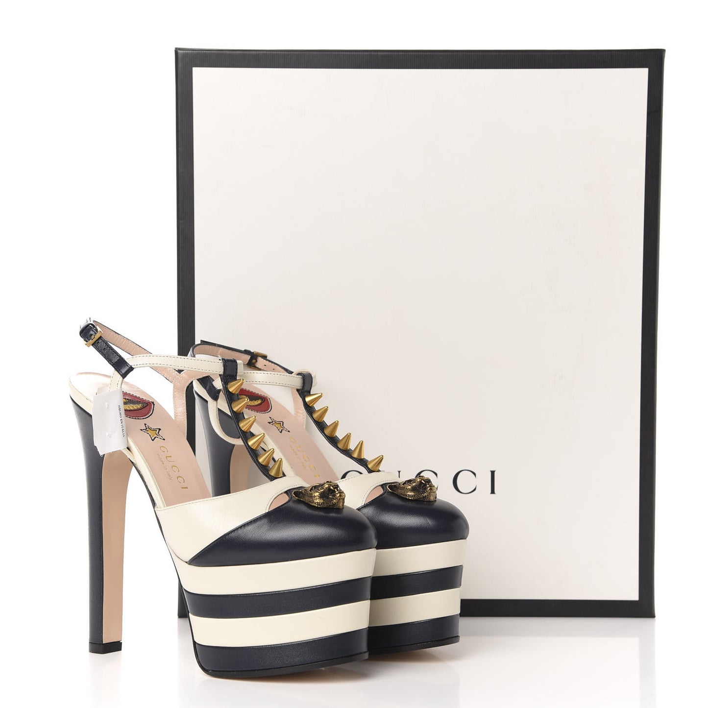 Calfskin Angel T-Strap Platform High Heel Pumps 35.5 Black