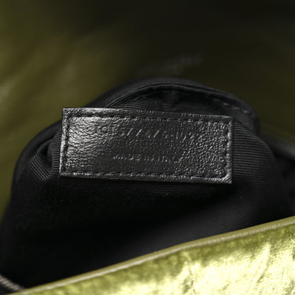 Saint Laurent Crushed Velvet Quilted Small Loulou Puffer Monogram Chain Satchel Green 8 of 11