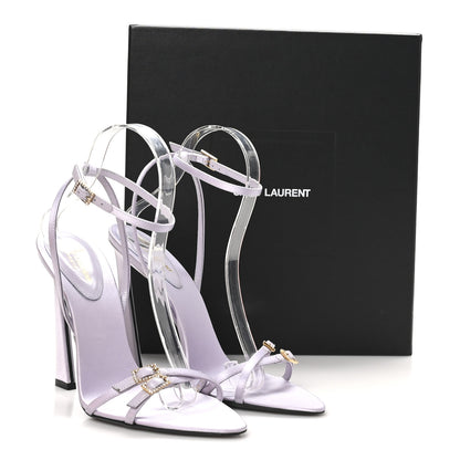Saint Laurent Crepe Satin Crystal New Nuit 110 Sandals 38 Poly Grey 9 of 9