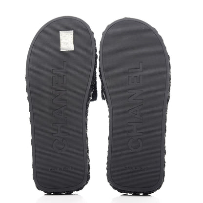 Chanel Cord Braided CC Mules 37 Black 6 of 10