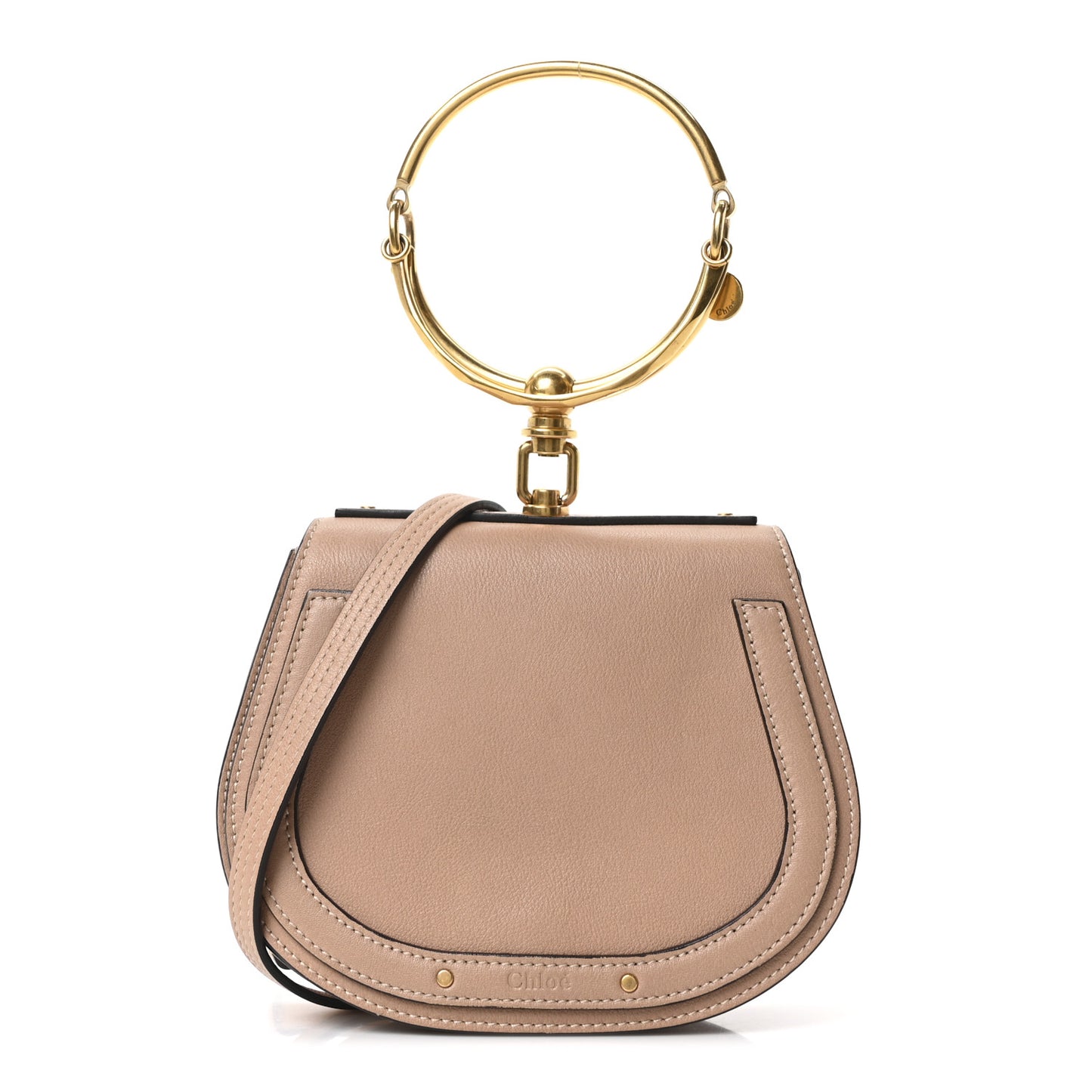 Calfskin Suede Small Nile Bracelet Bag Biscotti Beige