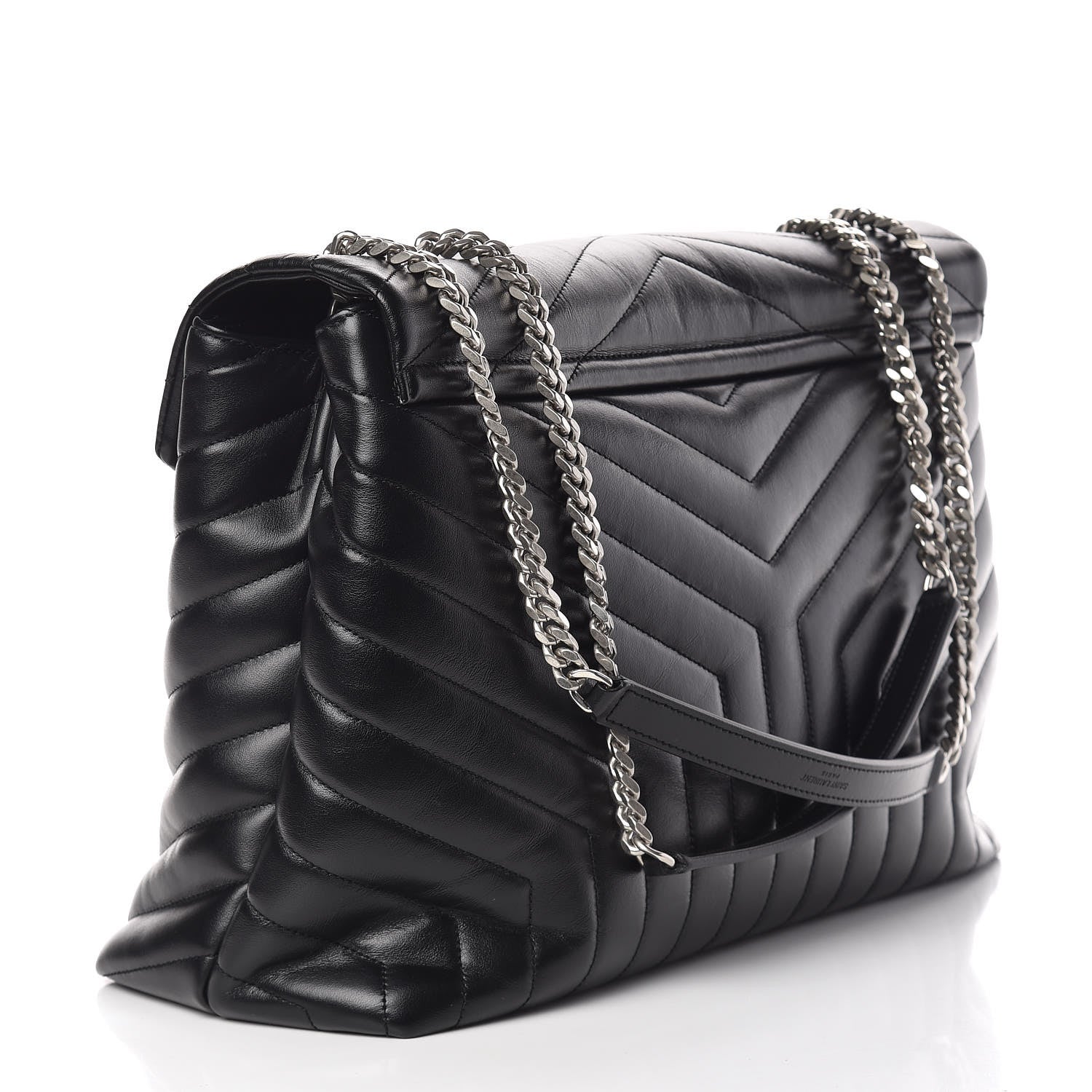 Saint Laurent Calfskin Y Quilted Monogram Large Loulou Chain Satchel Black 3 of 10