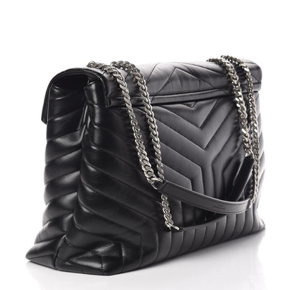 Saint Laurent Calfskin Y Quilted Monogram Large Loulou Chain Satchel Black 3 of 10