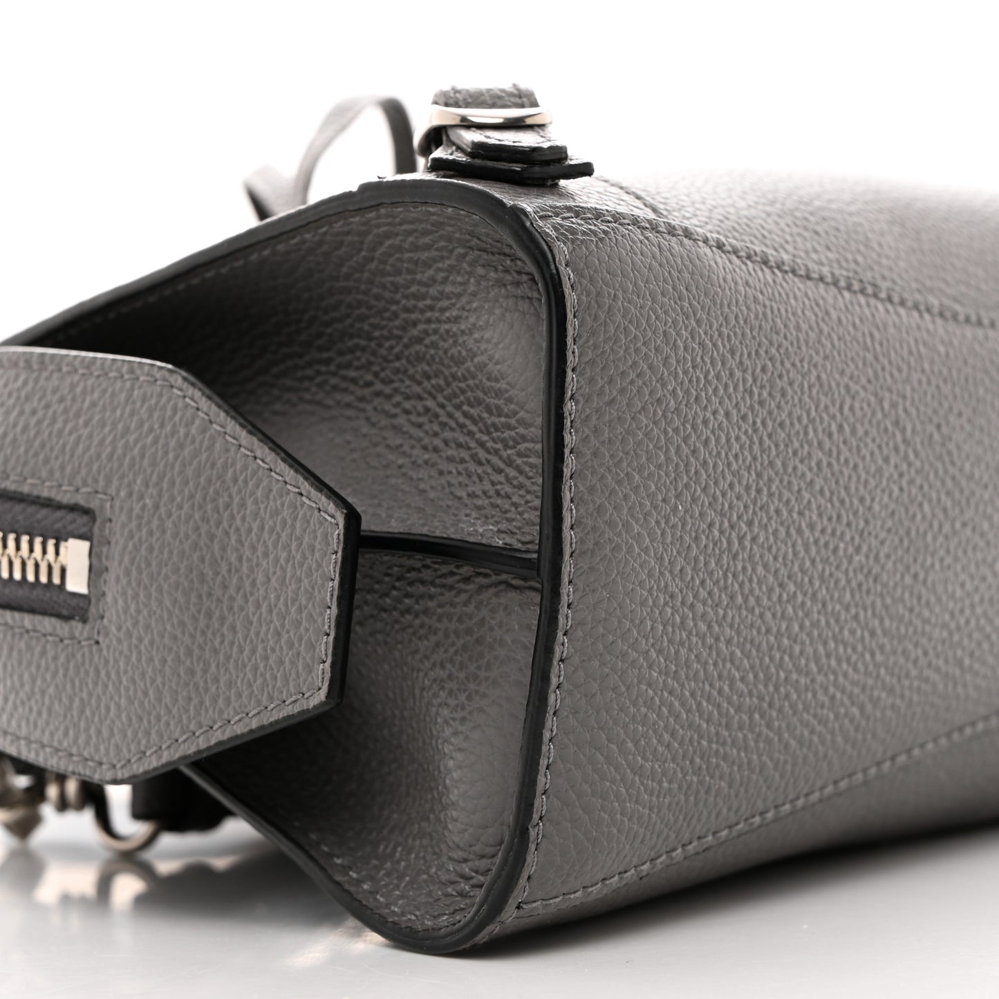 Grained Calfskin Neo Classic Silver Hardware Mini City Dark Grey