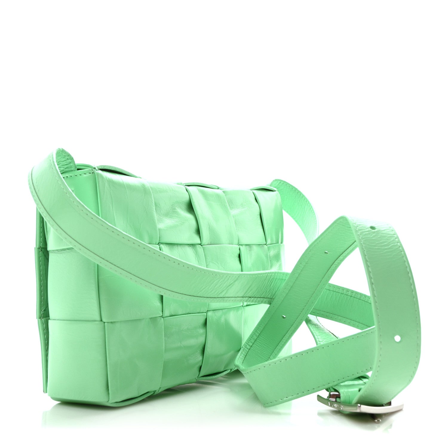 Bottega Veneta Paper Calfskin Maxi Intreccio Small Cassette Crossbody Bag Pistachio 3 of 9