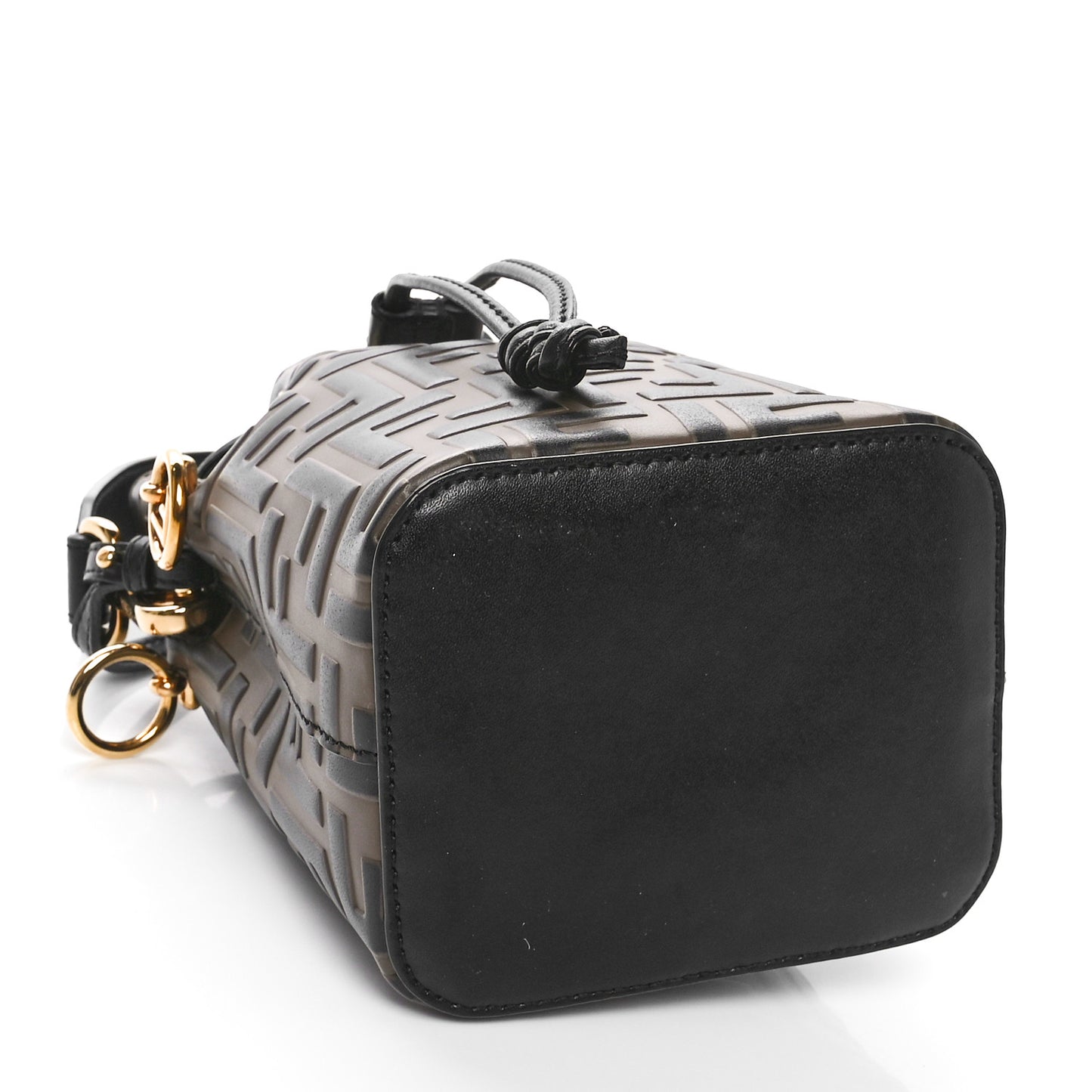 Vitello Liberty F is Fendi Bi-Color FF 1974 Embossed Mini Mon Tresor Bucket Bag Maya Black