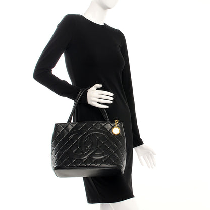 Chanel Lambskin Quilted Medallion Tote Black 2 of 15