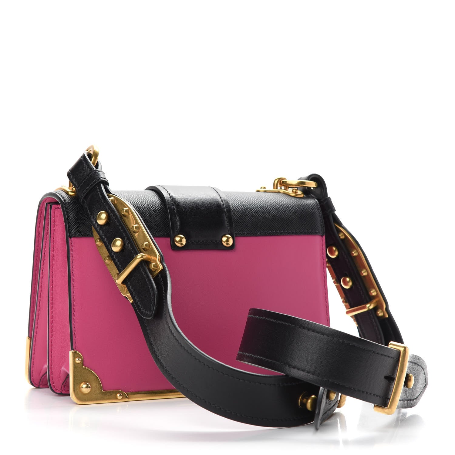 Prada City Calfskin Saffiano Cahier Bag Fuxia Black 3 of 8