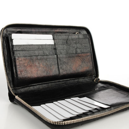 Chanel Glazed Calfskin Quilted Large Zip Around Organizer Wallet Black 10 of 11