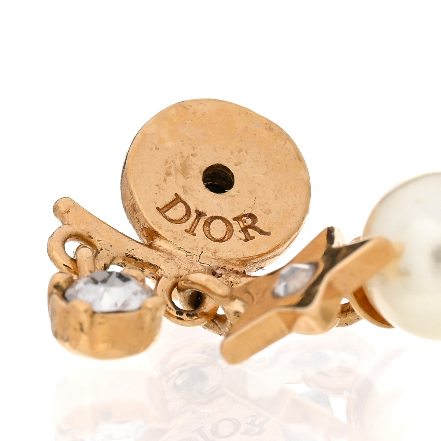 Pearl Crystal Dio(r)evolution Earrings Aged Gold