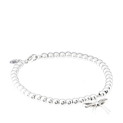 Tiffany Sterling Silver 4mm Bow Bead Bracelet 1 of 4