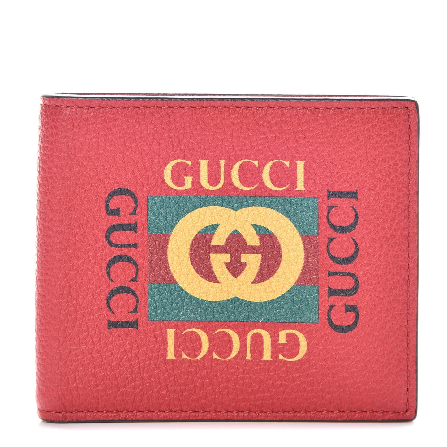 Calfskin Logo Bi-Fold Wallet Red