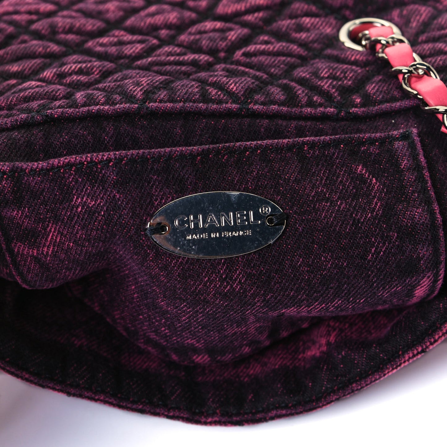 Washed Denim Quilted Small Denimpression Flap Red Black