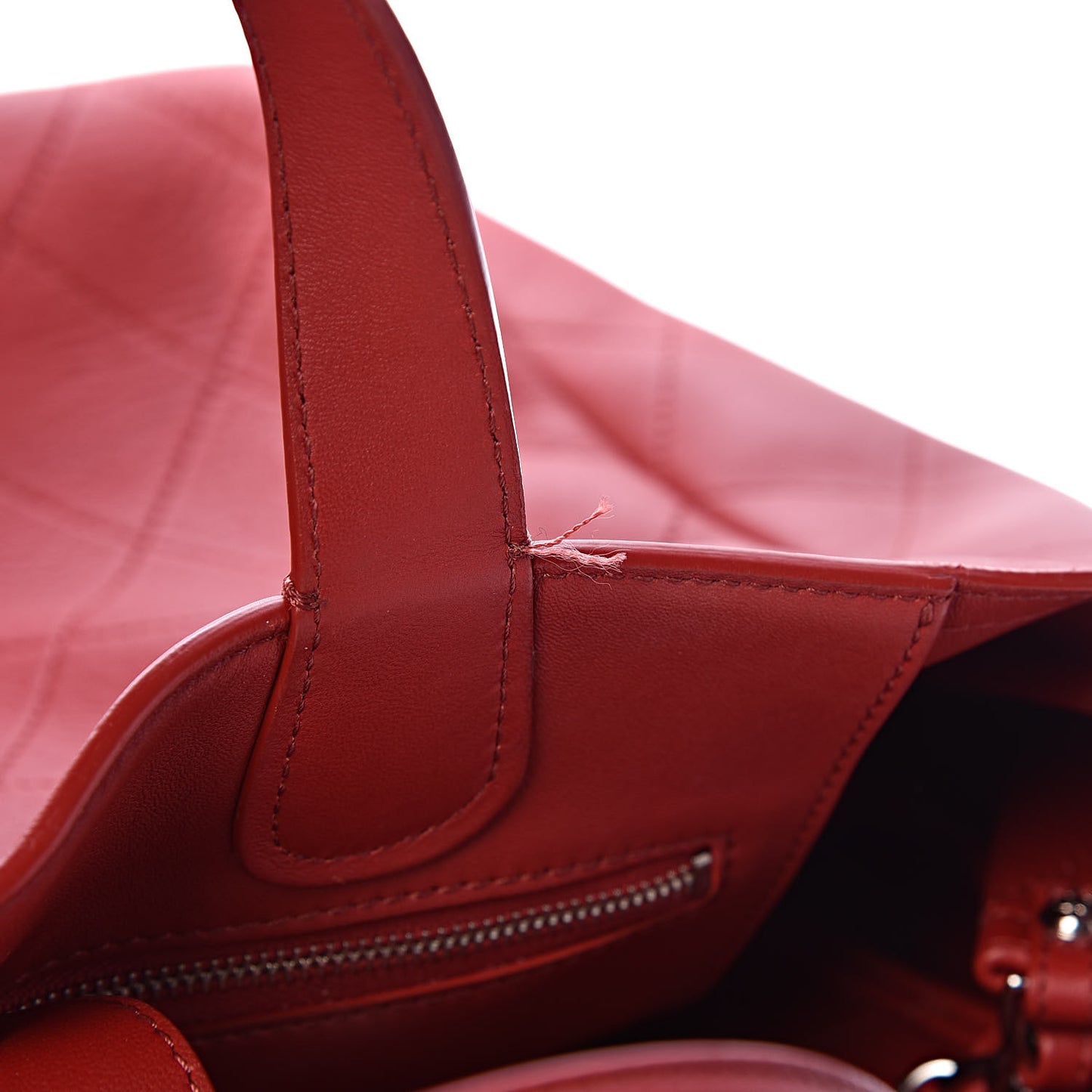 Lambskin Stitched Large Shopping Tote Red