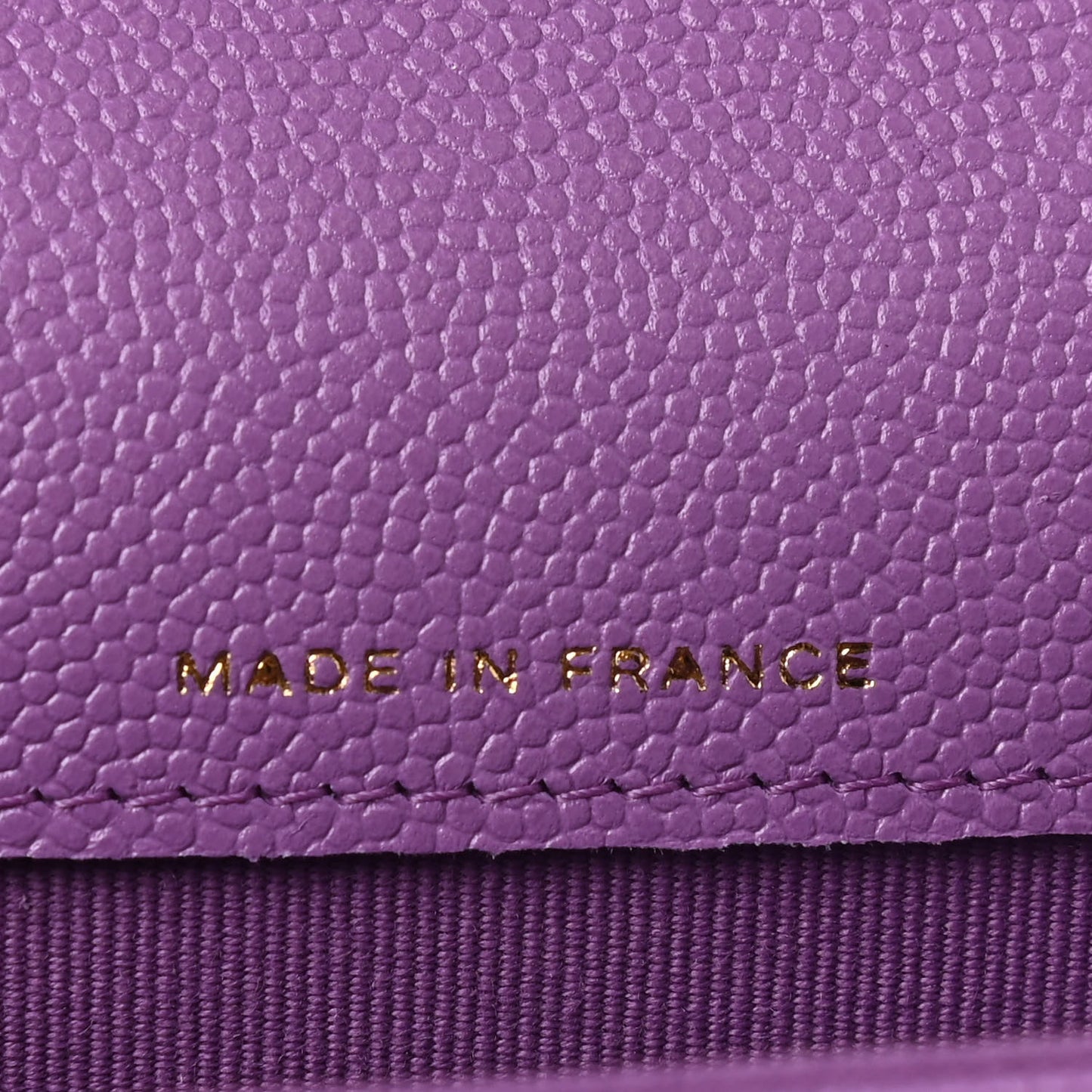 Caviar Quilted Flap Card Holder Wallet Purple