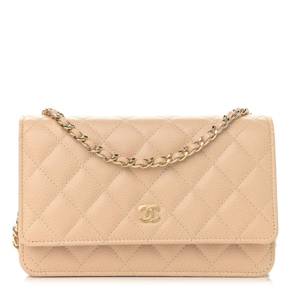 Chanel Caviar Quilted Wallet On Chain WOC Beige 1 of 12