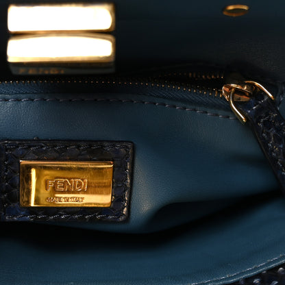Fendi Python Shiny Nappa Mini Peekaboo Iconic Satchel Blue Jeans 11 of 17