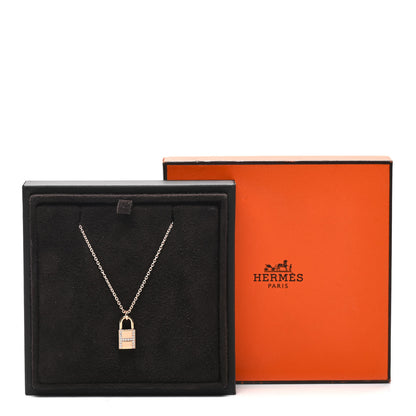 Hermes 18K Rose Gold Diamond Amulettes Cadenas Pendant Necklace 5 of 5